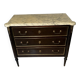 Commode 3 tiroirs de style Louis XVI, marbre et bronzes dorés