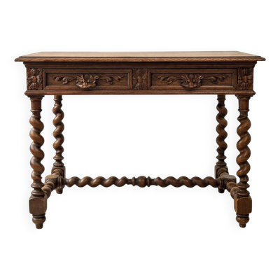 Petite Table / bureau style Henri II montants torsadés