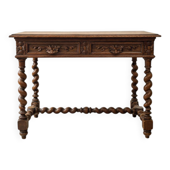 Small table / desk in Henri II style with twisted legs.