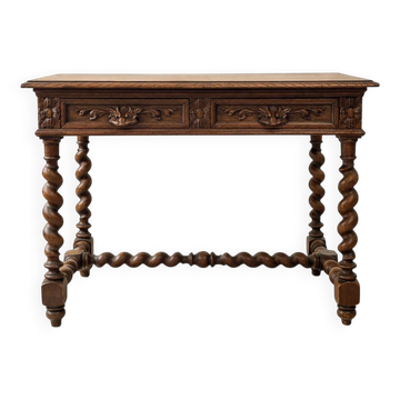 Petite Table / bureau style Henri II montants torsadés