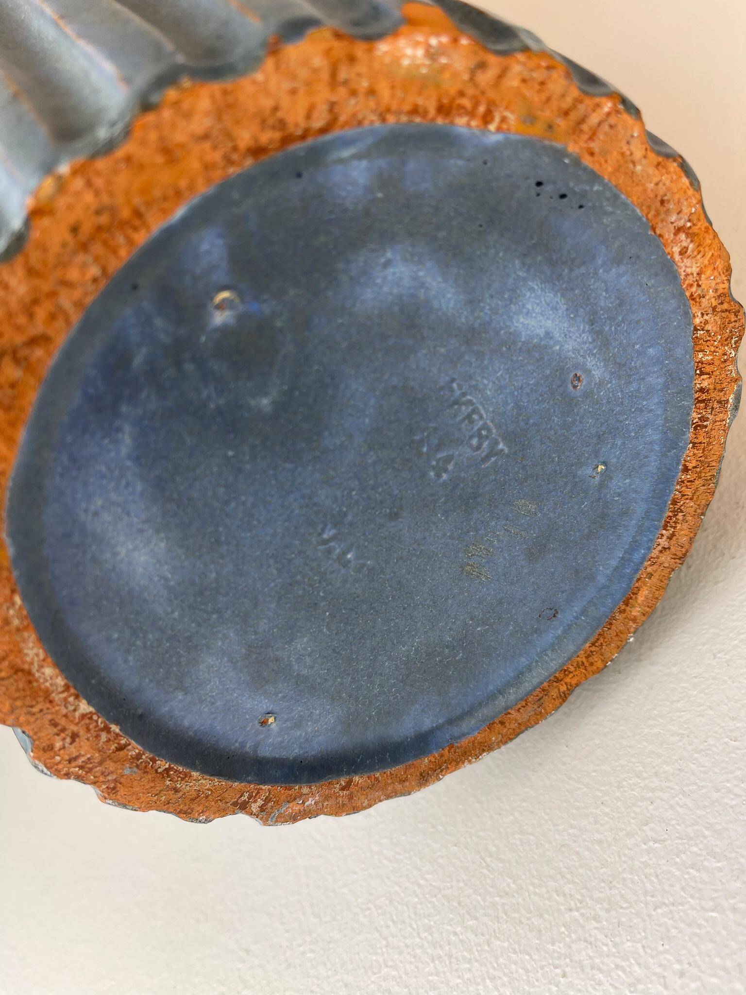 Blue vase from the mid-century period by Vicke Lindstrand, 1950s, Sweden.