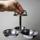 Small display stand with 3 vintage silver-plated metal bowls in Art Deco style