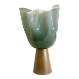 Lampe de table contemporaine en verre de style Murano vert laiteux
