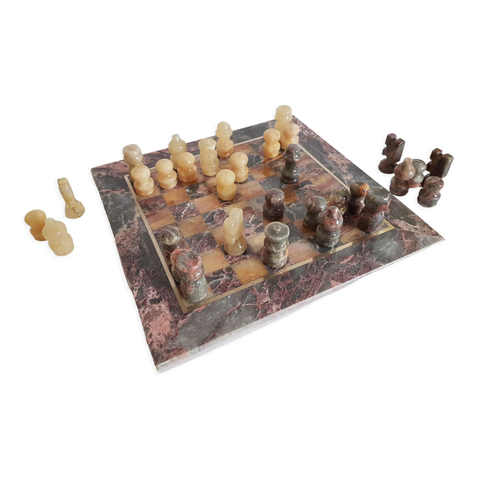 Chess game with vintage onyx board