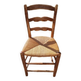 Old farm chair in wood and straw, Normandy