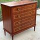 Louis XVI Empire style chest of drawers in solid teak wood with 4 drawers