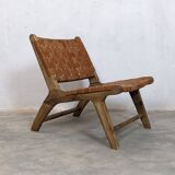 Two Moroccan leather armchairs