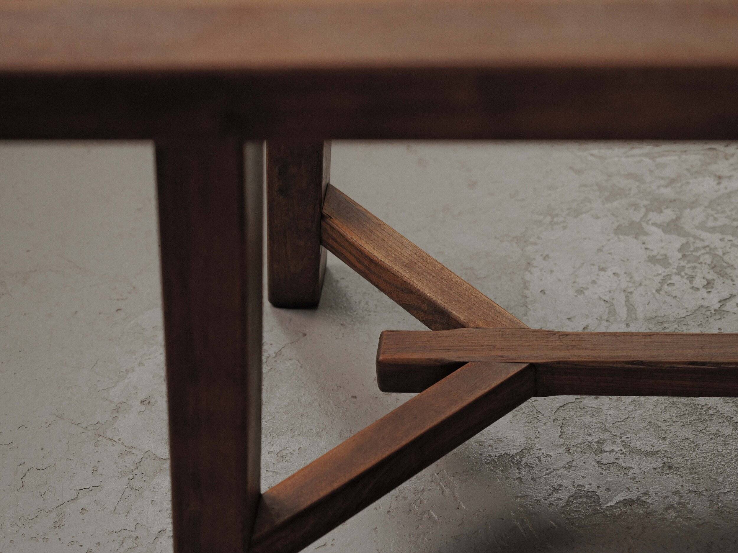 Large handcrafted oak table, France, circa 1970.
