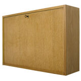 Wall secretary in vintage varnished oak 1950s