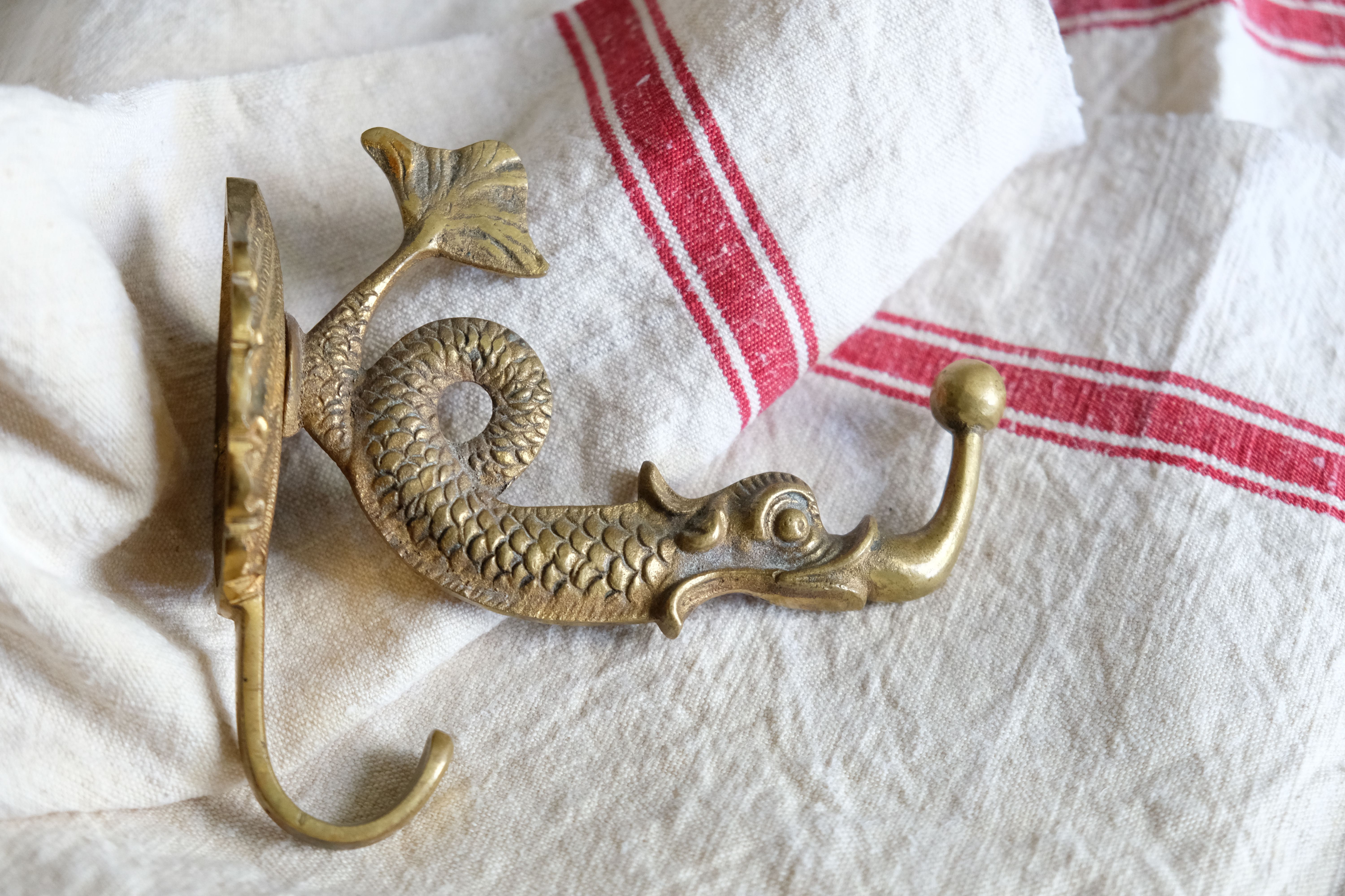 Pair of solid brass double patères