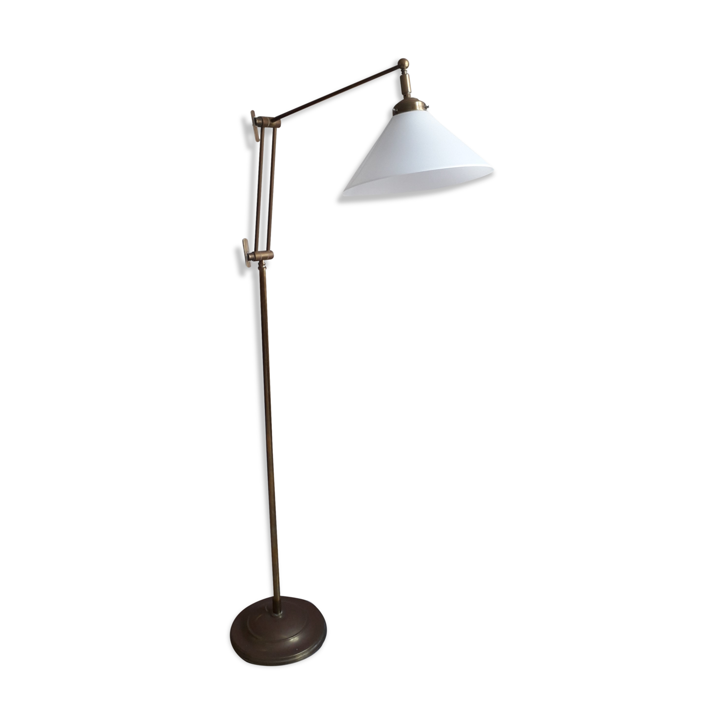 Articulated brass floor lamp