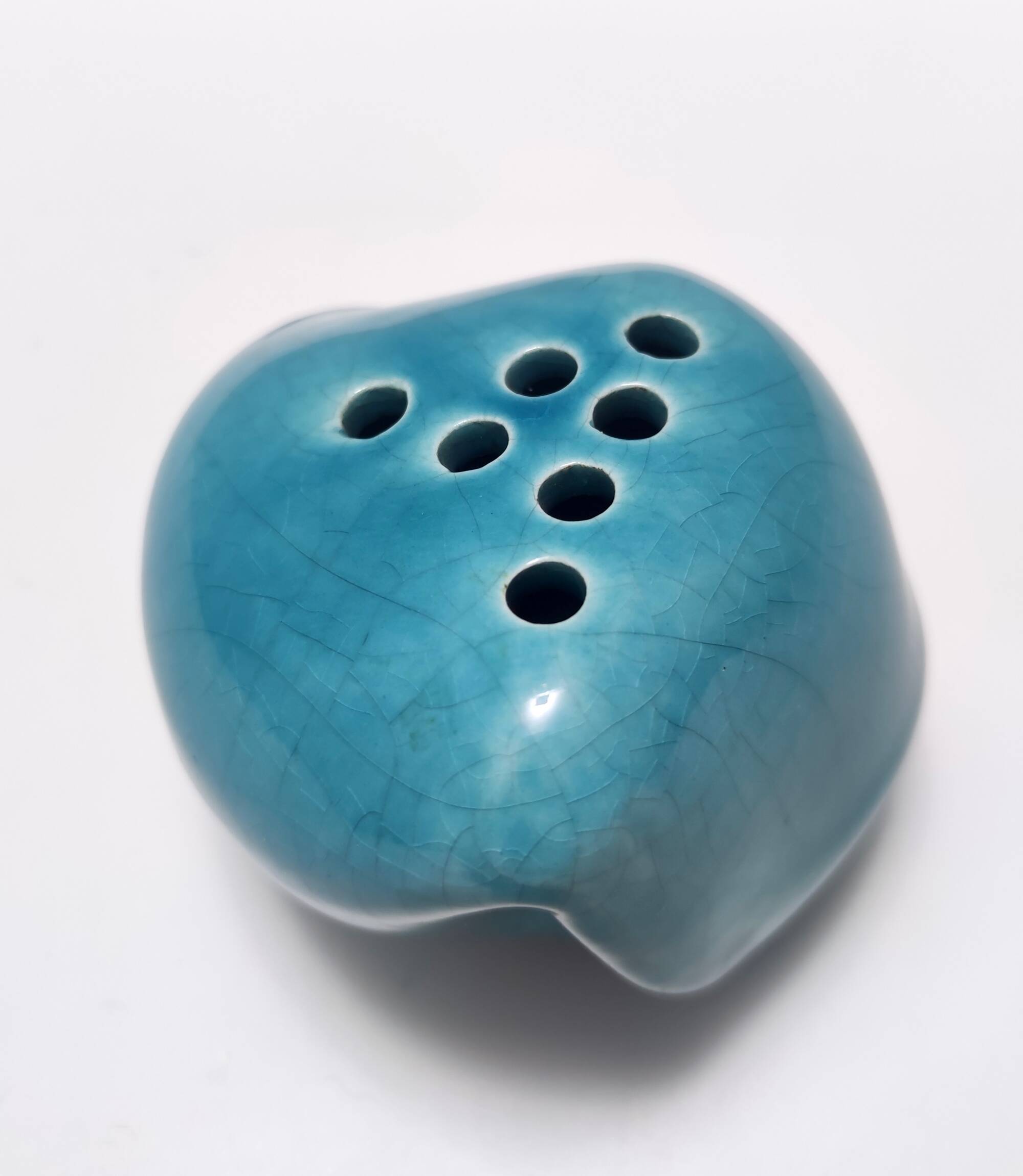 Teal Lacquered Ceramic Tulip Vase / Pen Holder by Giacomo Onestini for Ernestine Salerno