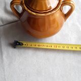 Vintage sugar bowl in Lunéville earthenware, terracotta colour.