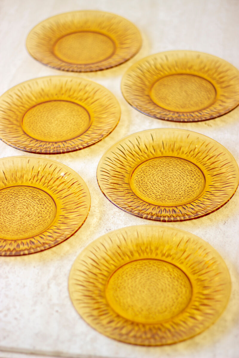6 assiettes à dessert modèle soleil, Vereco France