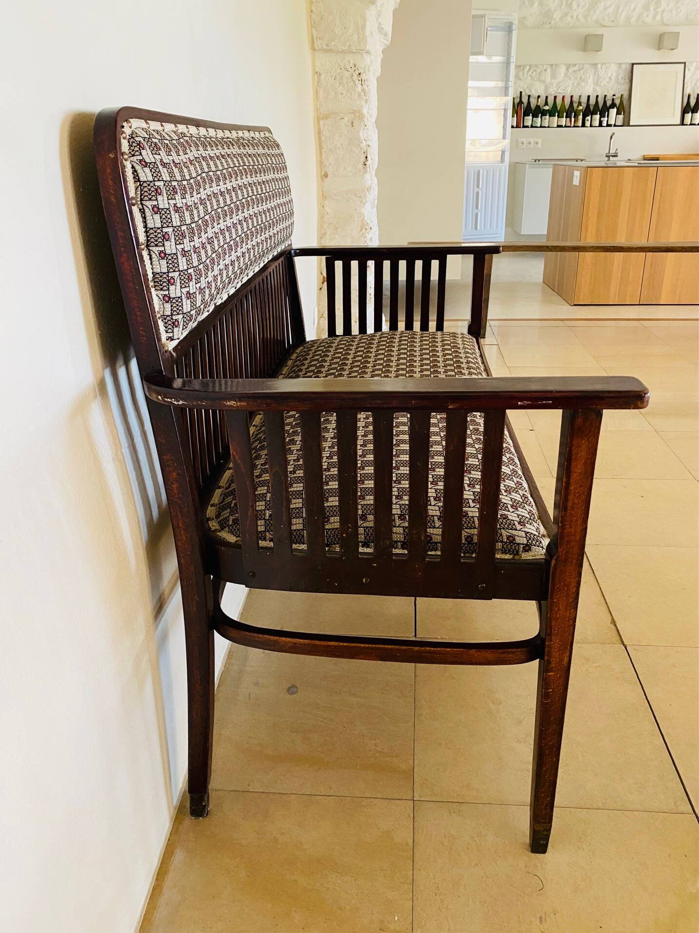 Art Nouveau style bench - Jacquard fabric