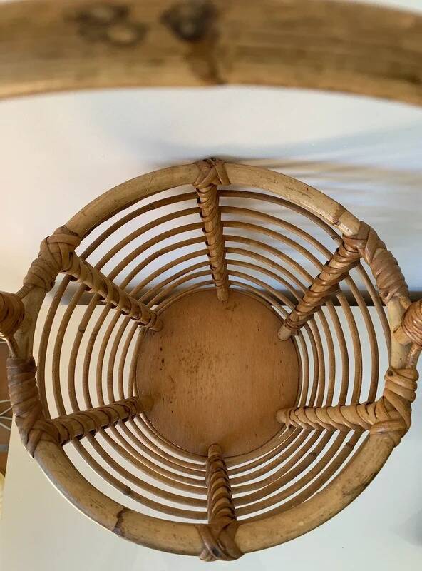 Vintage tripod plant/book holder in rattan – Mid-Century circa 1960