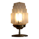 Table lamp in old glass art deco skyscraper and brass vintage bedside lamp