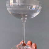 Series of 6 champagne glasses in engraved glass