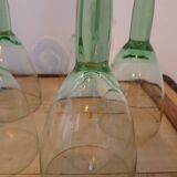5 large green stemmed glasses