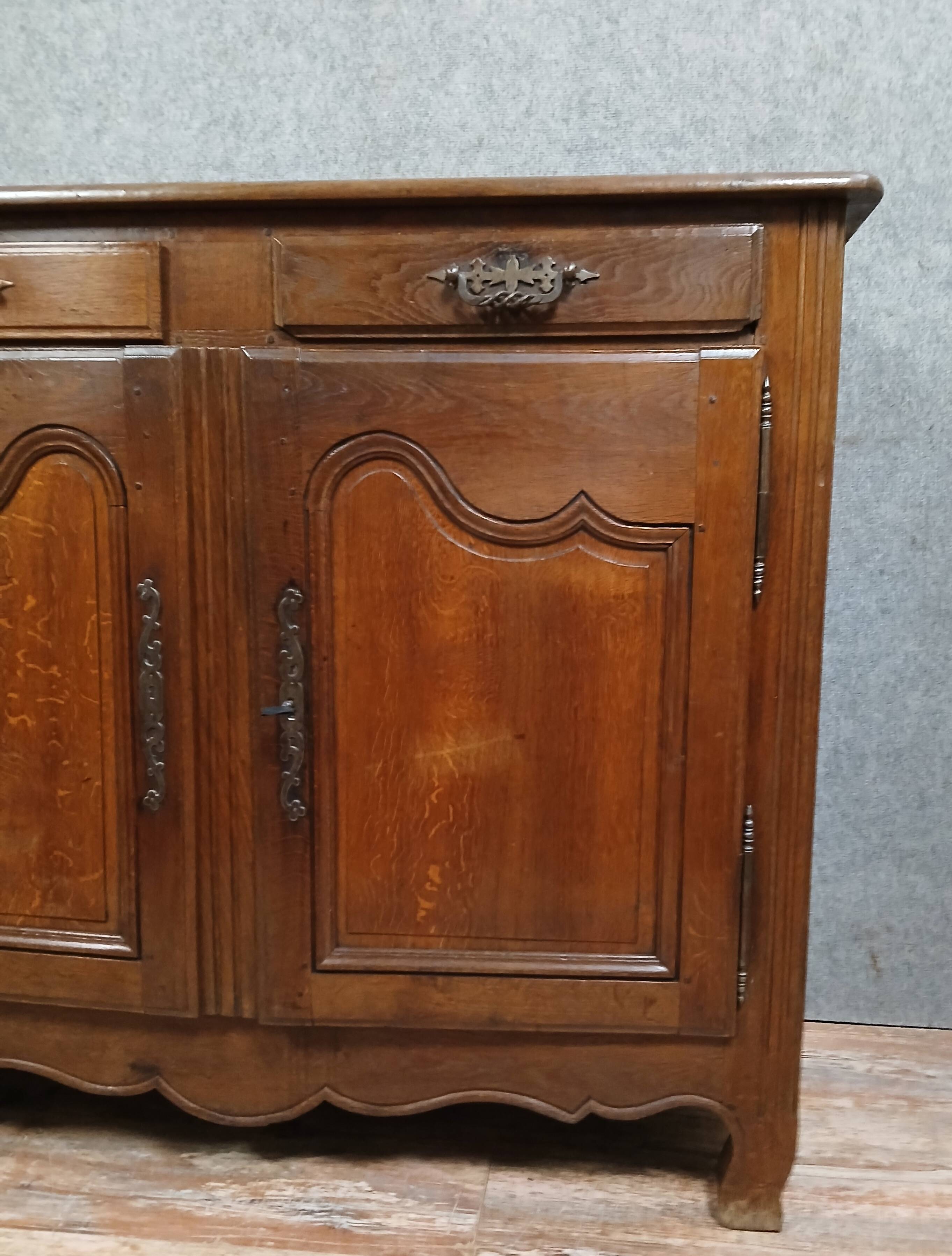 Rustic louis xv period sideboard in oak and poplar circa 1750