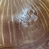 White glass bell. Floral patterns.