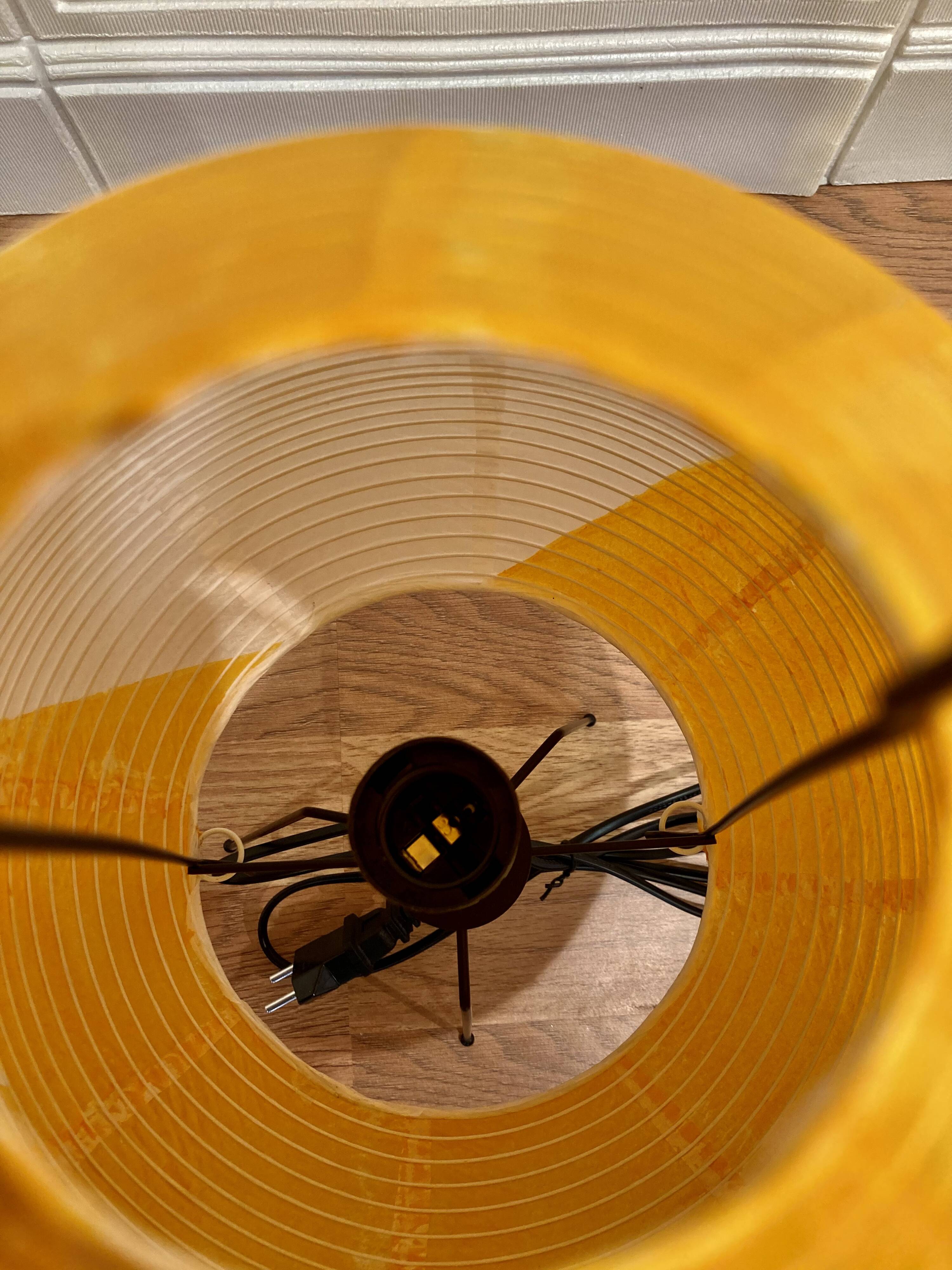 Yellow lamp "Paper and metal design".