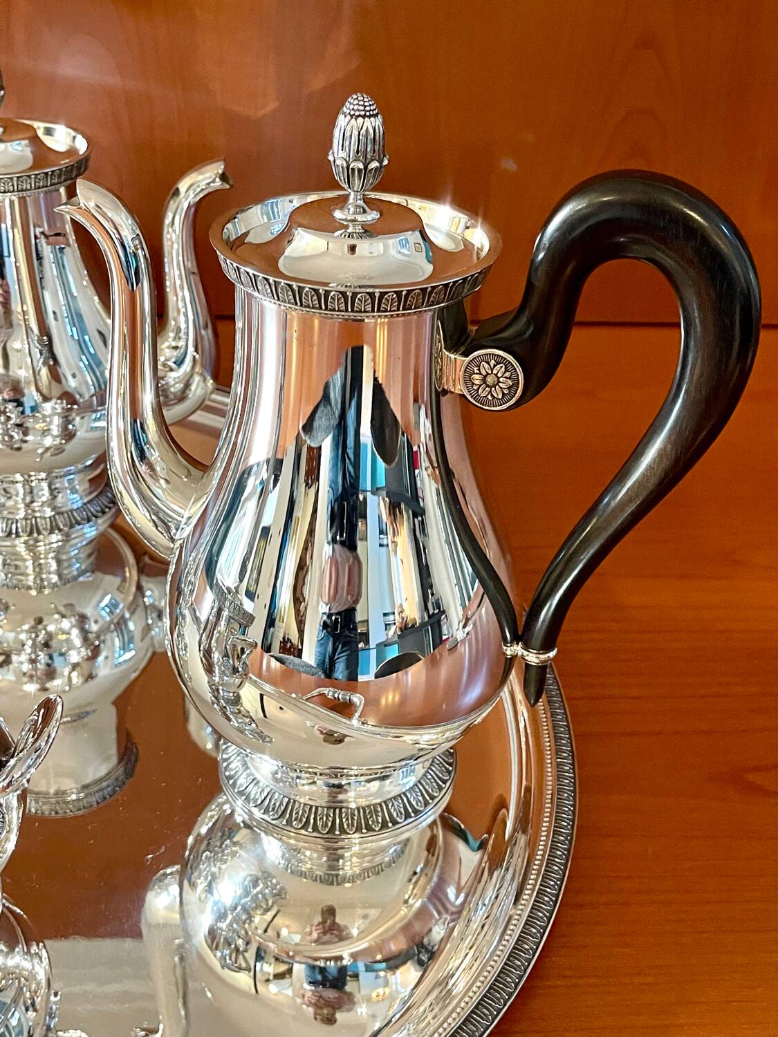 Christofle Malmaison 5-piece coffee and tea service with tray