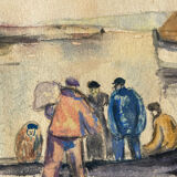 Tableau peinture ancienne marine Janssaud XIXe