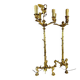 Pair of candelabra with a crane in gilded bronze, bamboo model.