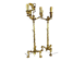 Pair of candelabra with a crane in gilded bronze, bamboo model.