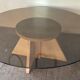Vintage coffee table in travertine and smoked glass 70s