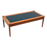 Table basse scandinave en teck et formica noir, 1960