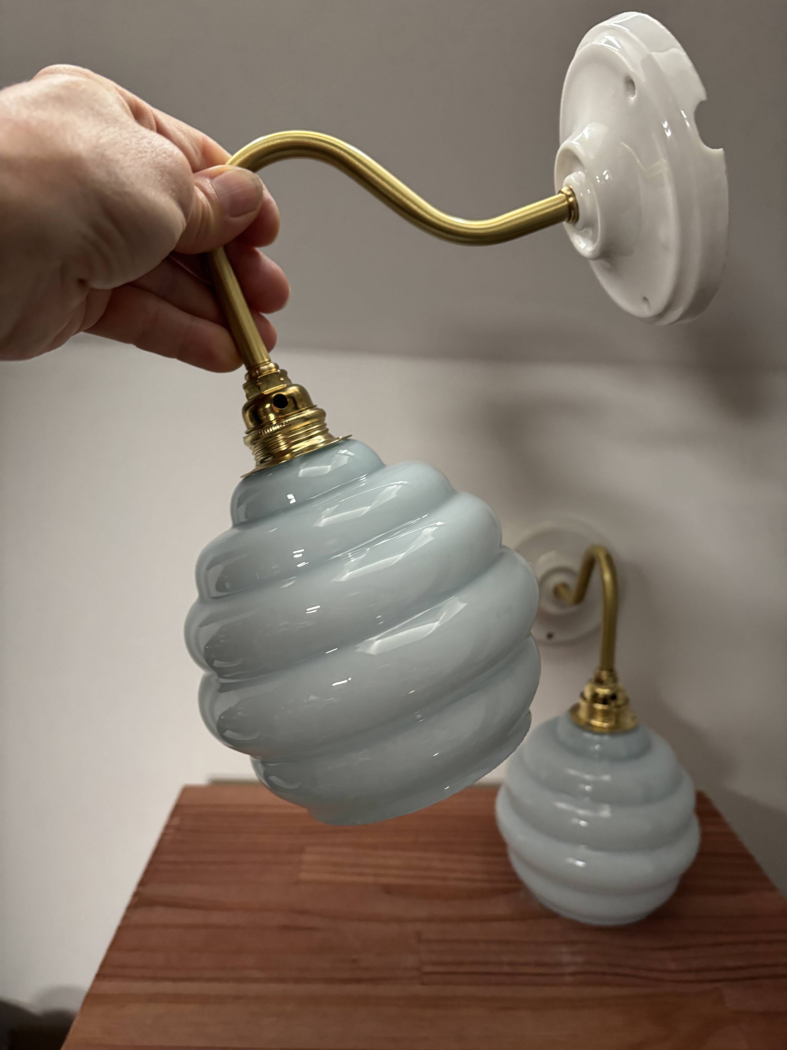 Pair of Art Deco swan neck wall lights