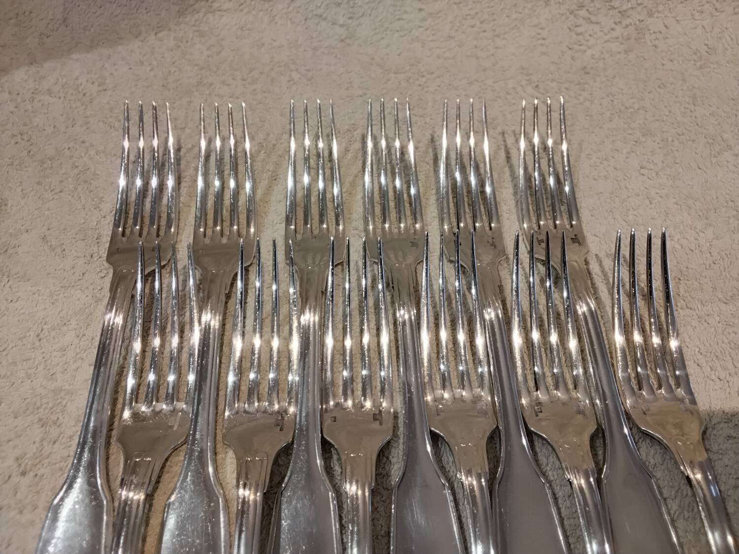 12 silver plated table forks by Christofle Vendome