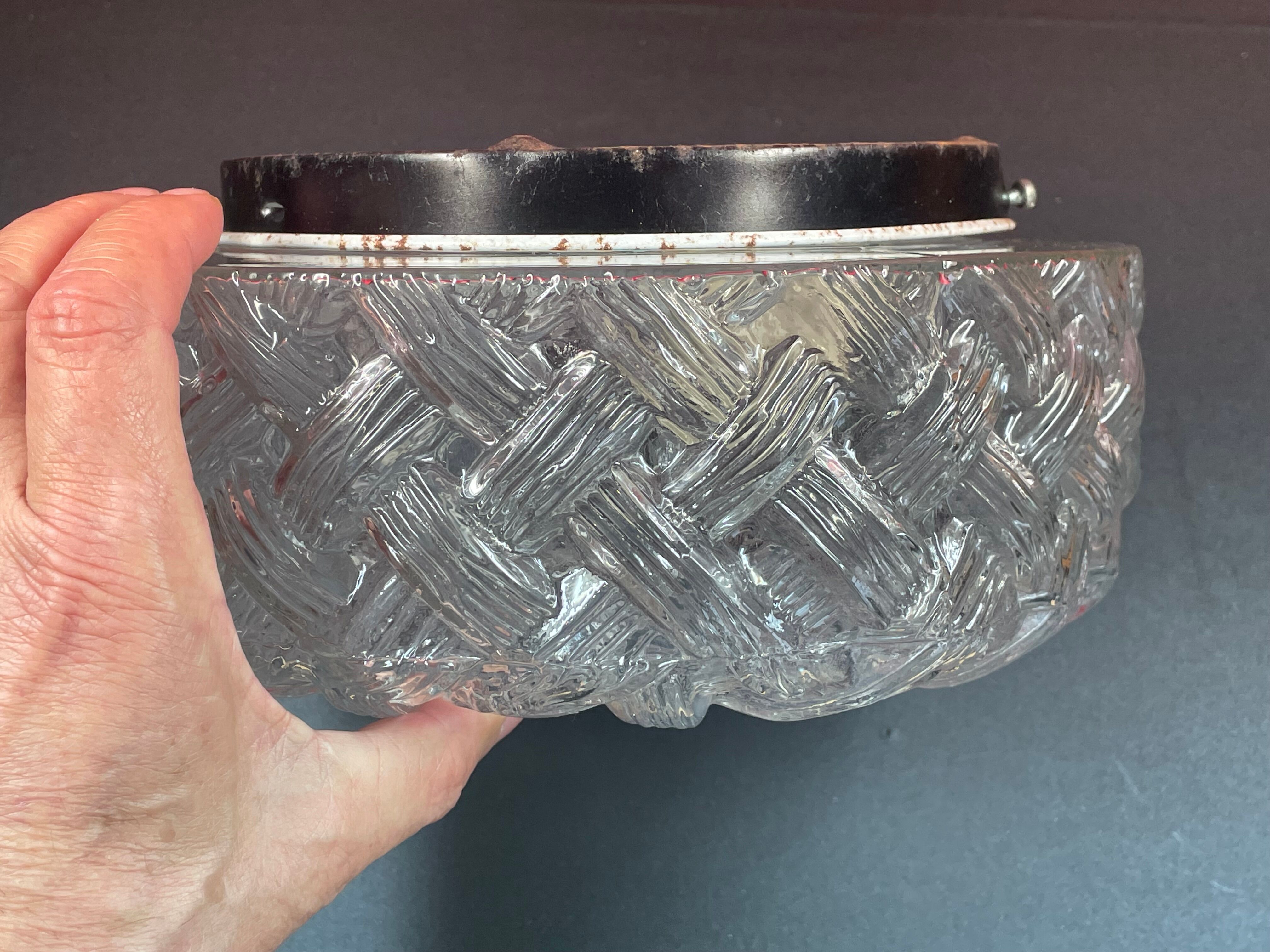 applique plafonnier en verre type holophane industriel loft vintage