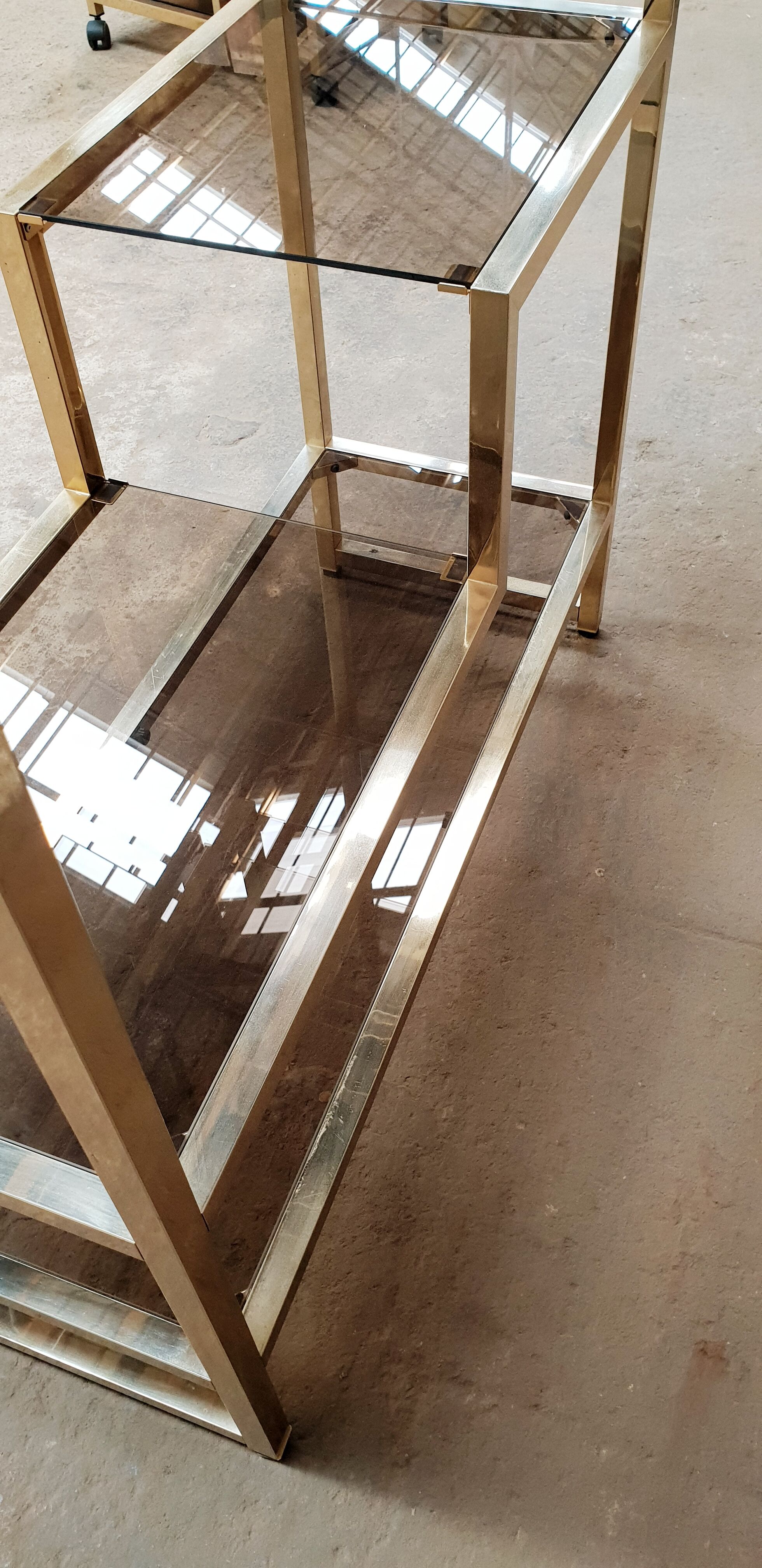 Vintage glazed brass shelf