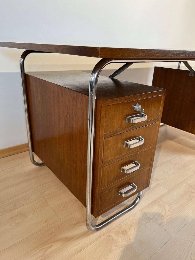 Vintage Bauhaus Oak Veneer Desk from Mücke & Melder, 1940s