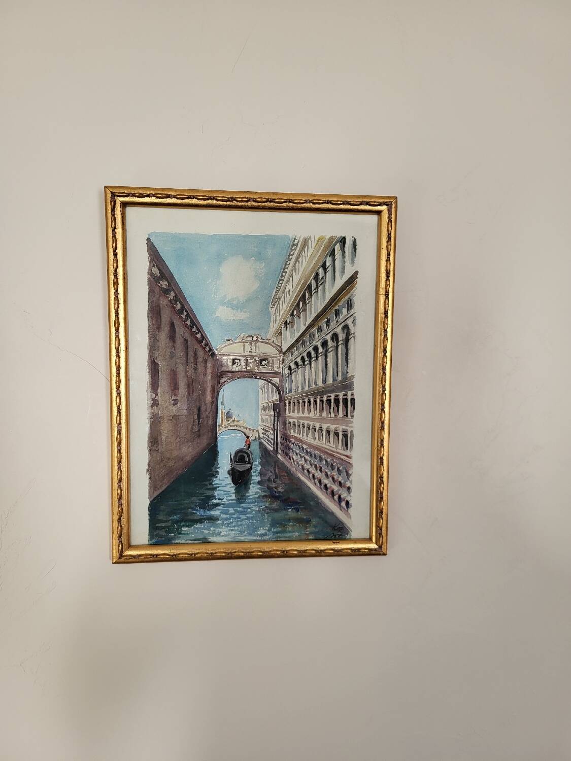 Watercolor of Venice, early 20th century/ Gondola/ Italy