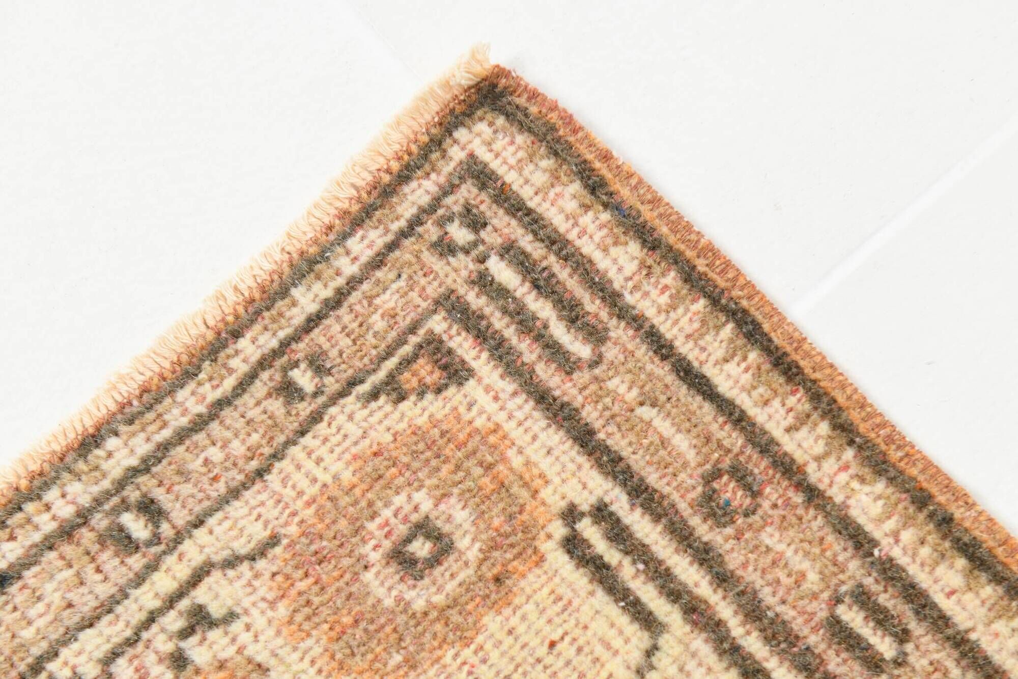 Tapis Oushak Vintage, Laine Fait Main, Beige et Pêche, 168x257 Cm