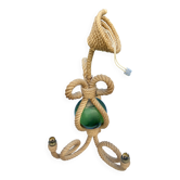 Audoux & Minet - vintage cord chandelier with 3 lights - France circa 1950