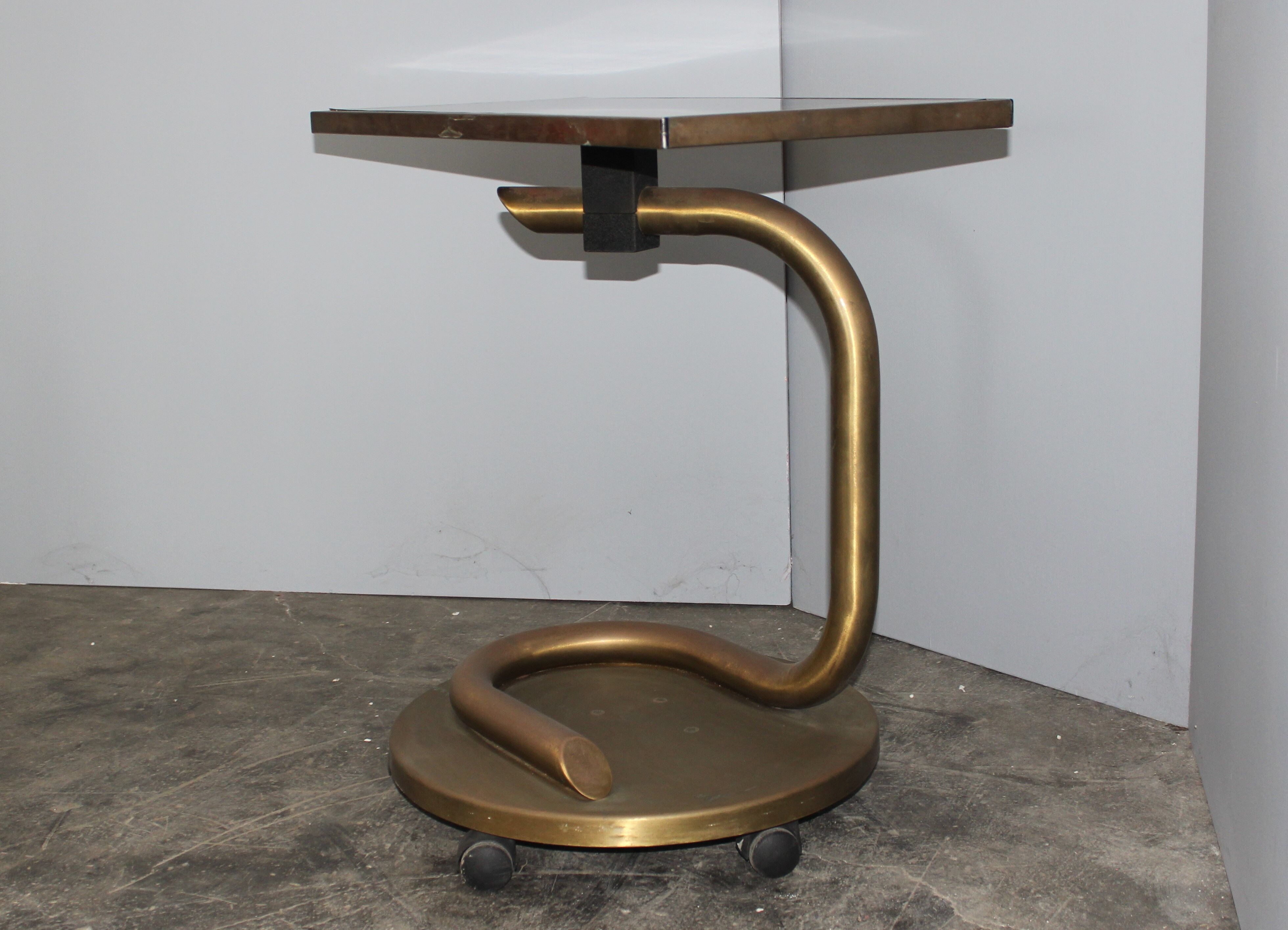 Italian brass and black laminated trolley