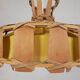 Vintage hanging lamp with rattan shade, palm leaf and fabric, 1970s