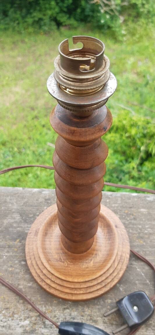 Art Deco turned wood lamp