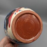 Pitcher broc cruche multicolored coulure in glazed terracotta 2 liters