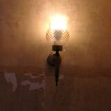 Glass and brass sconces