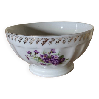 Vintage violet bowl Chauvigny Deshoulières porcelain