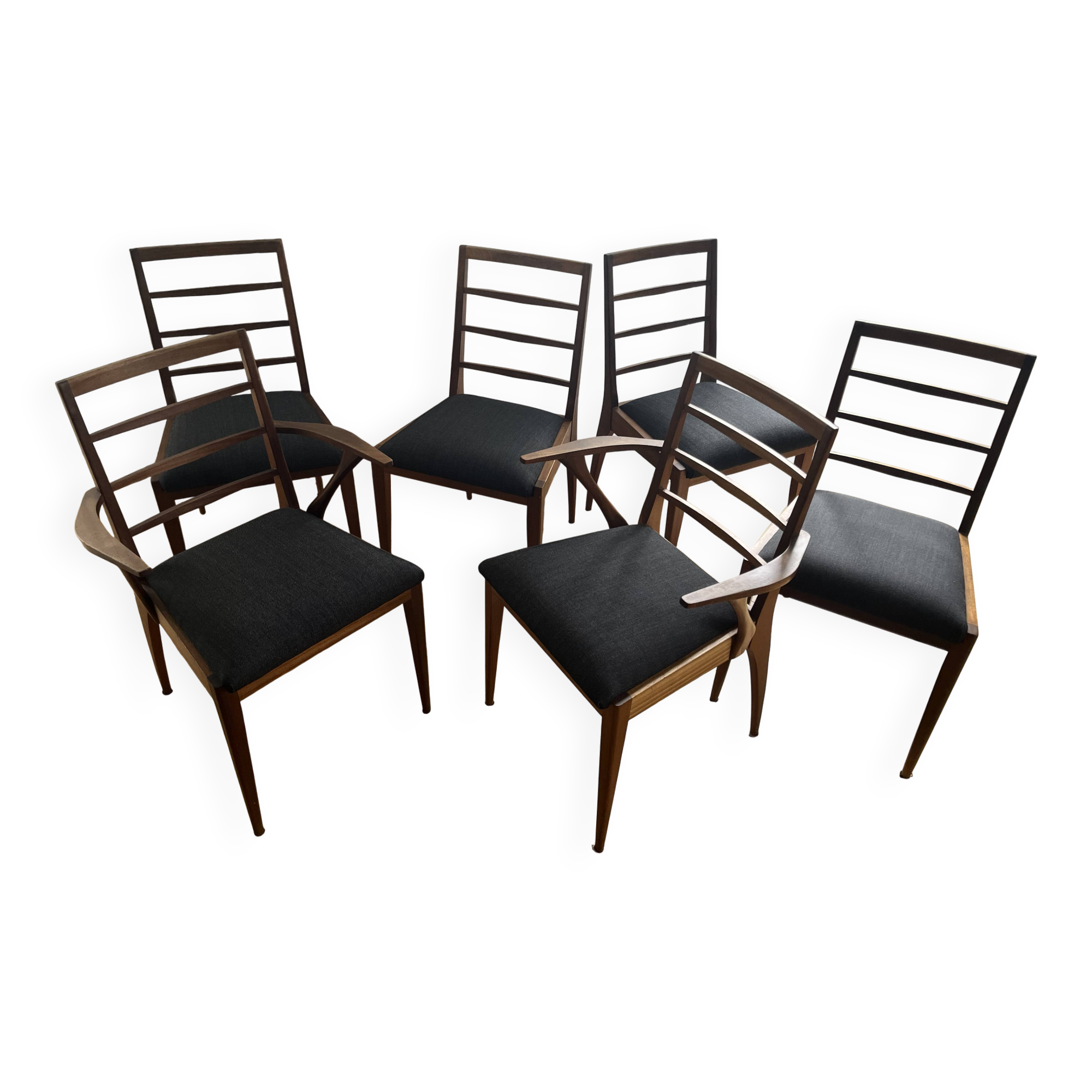 4 chairs and 2 armchairs McIntosh mid-century modern teak Kvadrat