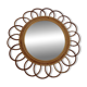 Authentic "flower" mirror in rattan and bamboo, 1960s 70s.