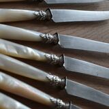10 antique knives in mother-of-pearl and silver-plated metal
