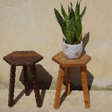solid pine tripod stools, 2